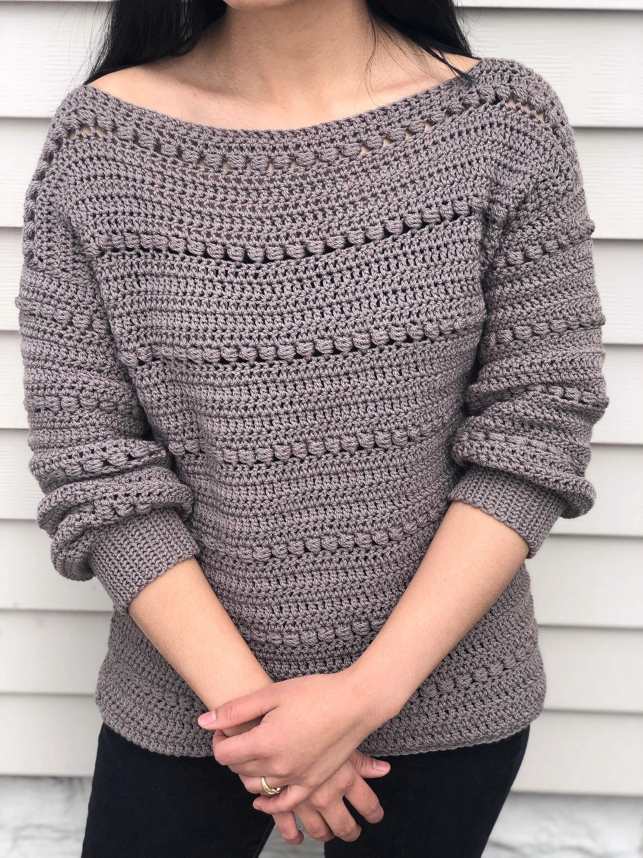 Crochet sweater pattern : Us women's XS - XXL  PDF file/Photo and video tutorial, crochet scoop neck sweater, crochet pattern,