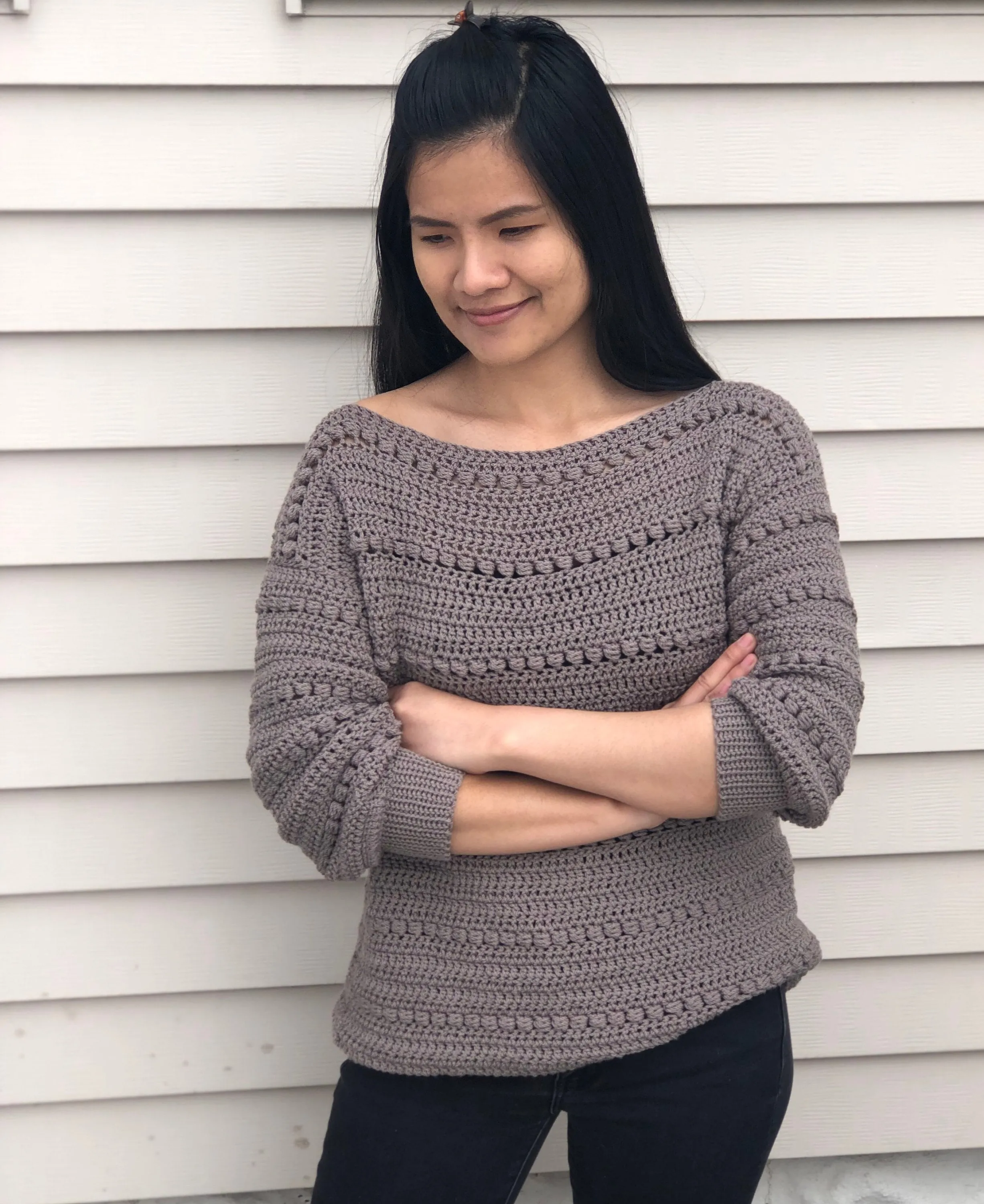 Crochet sweater pattern : Us women's XS - XXL  PDF file/Photo and video tutorial, crochet scoop neck sweater, crochet pattern,