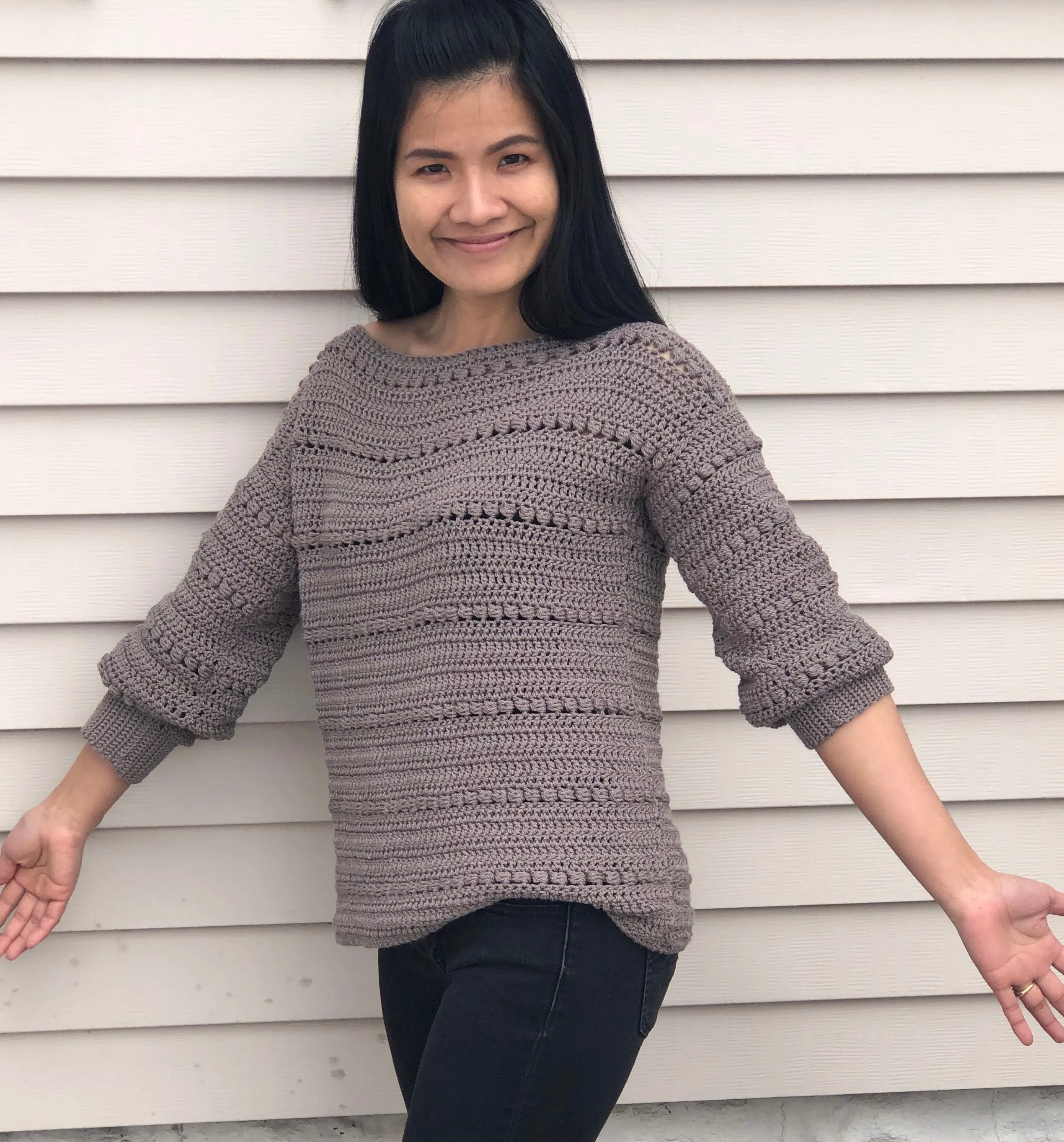 Crochet sweater pattern : Us women's XS - XXL  PDF file/Photo and video tutorial, crochet scoop neck sweater, crochet pattern,