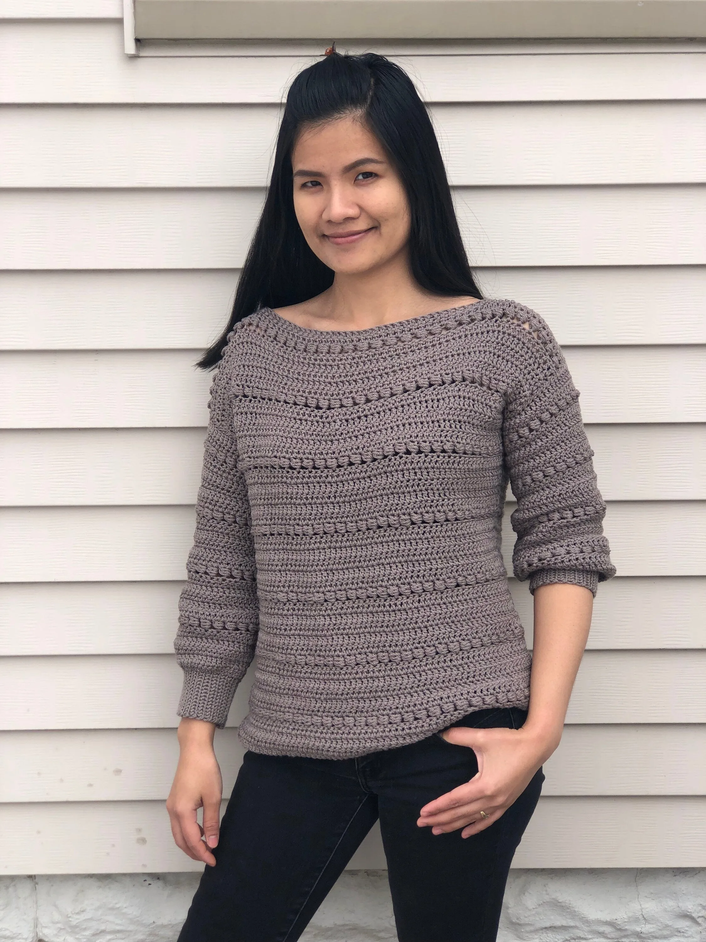 Crochet sweater pattern : Us women's XS - XXL  PDF file/Photo and video tutorial, crochet scoop neck sweater, crochet pattern,