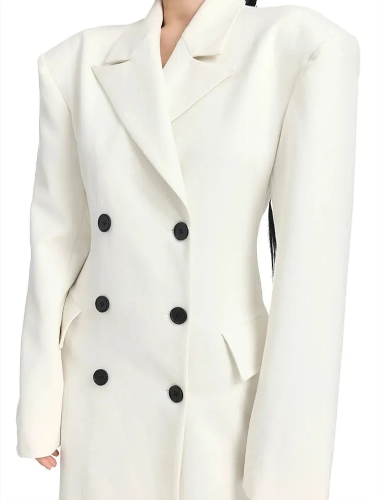 Double-Breasted Longline Trench Coat with Split Hem