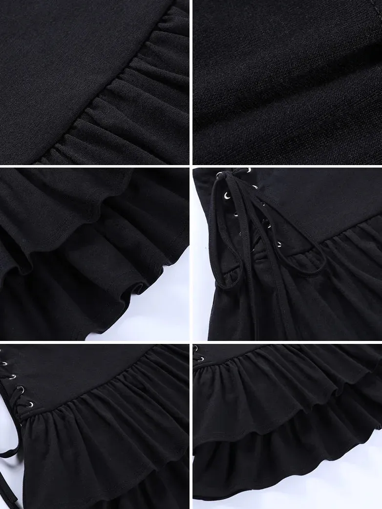 Double-layered Punk Mini Skirts with Side Ties