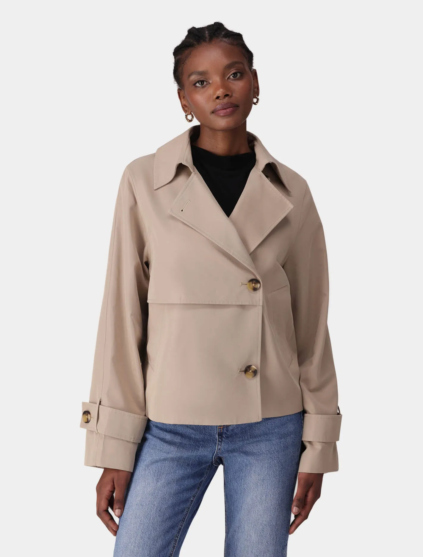 Ebony Cropped Trench Coat