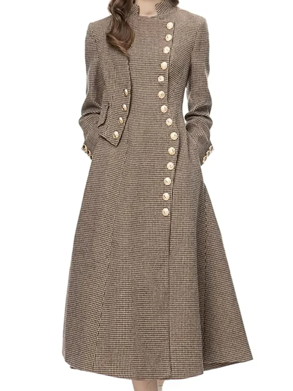 ELDENNE Check Trench Coat in Brown