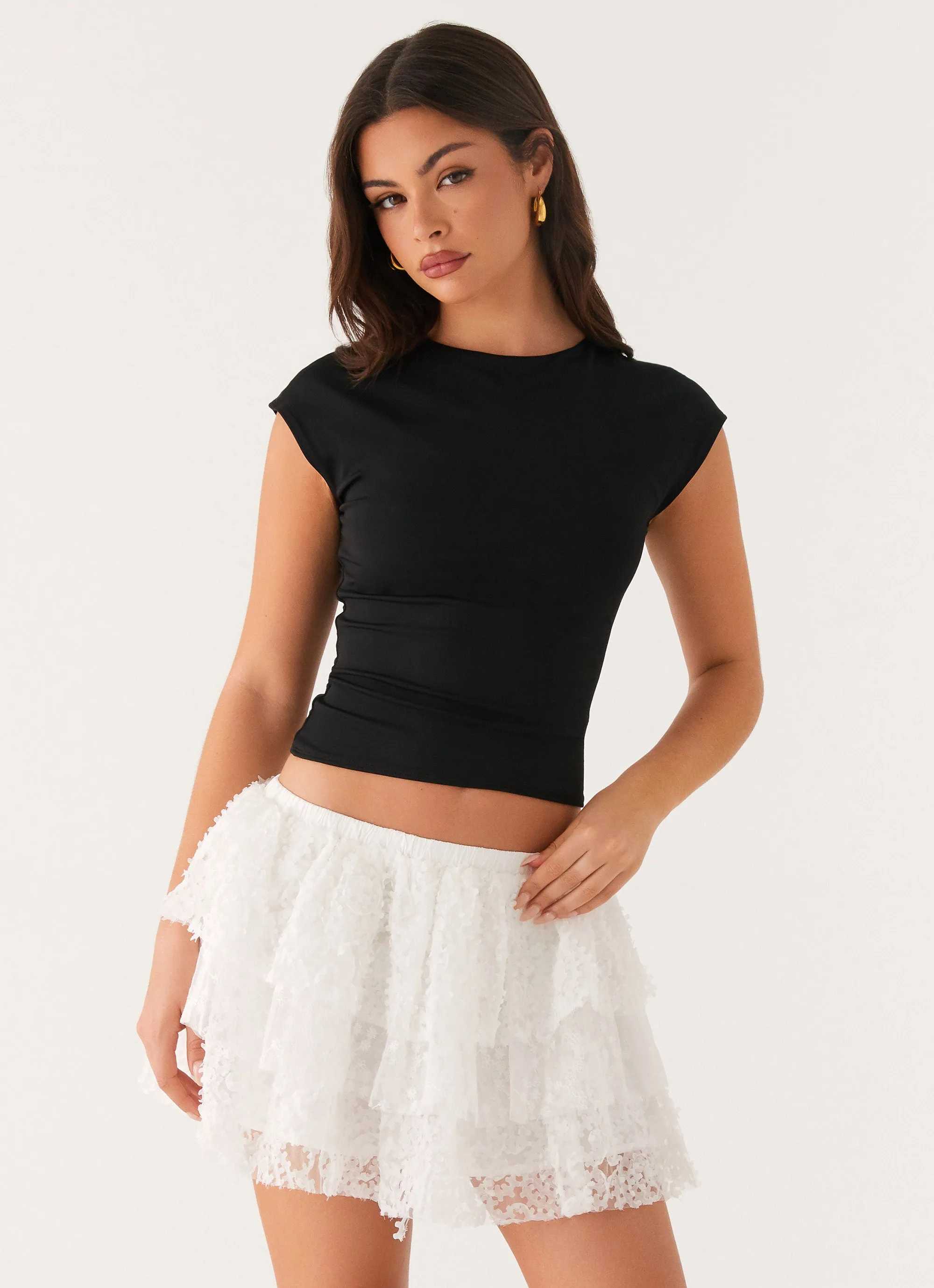 Erin Layered Mini Skirt - White