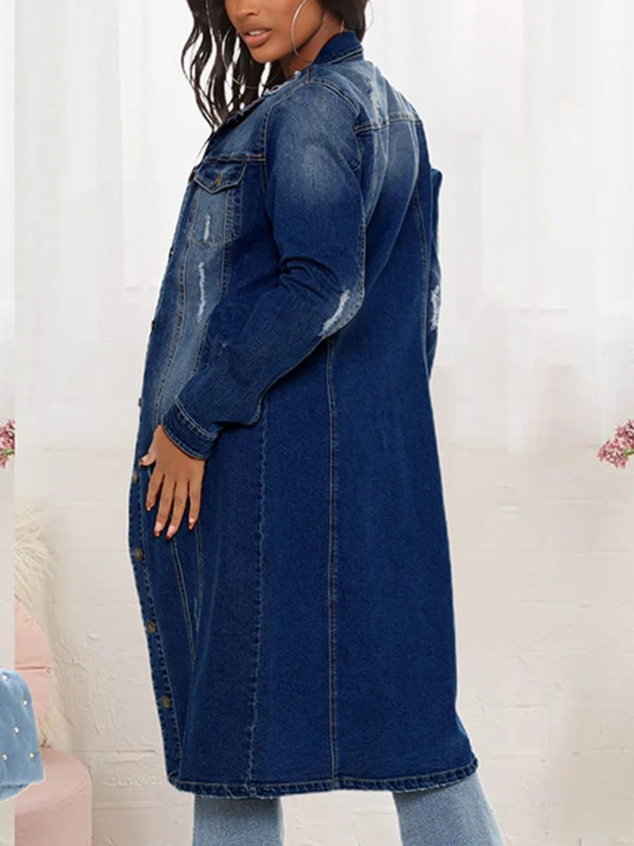 Fashion Retro Denim Trench Coat