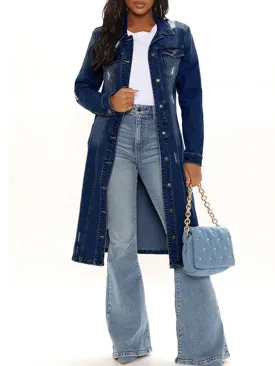 Fashion Retro Denim Trench Coat