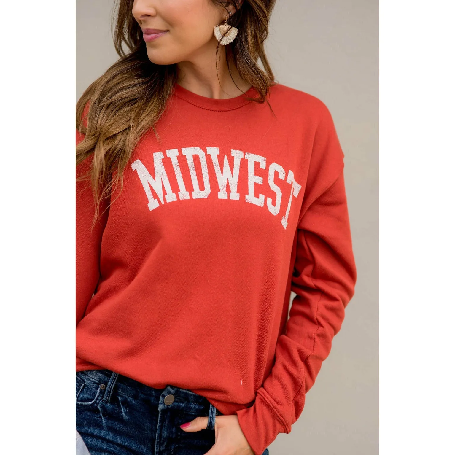 Filled Block Letter Midwest Crewneck