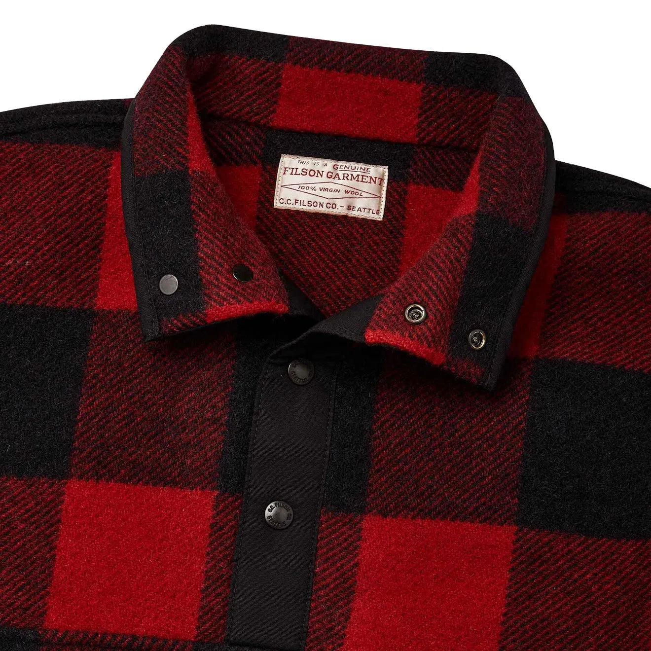 Filson Okanogan Wool Pullover Red / Black Buffalo Check