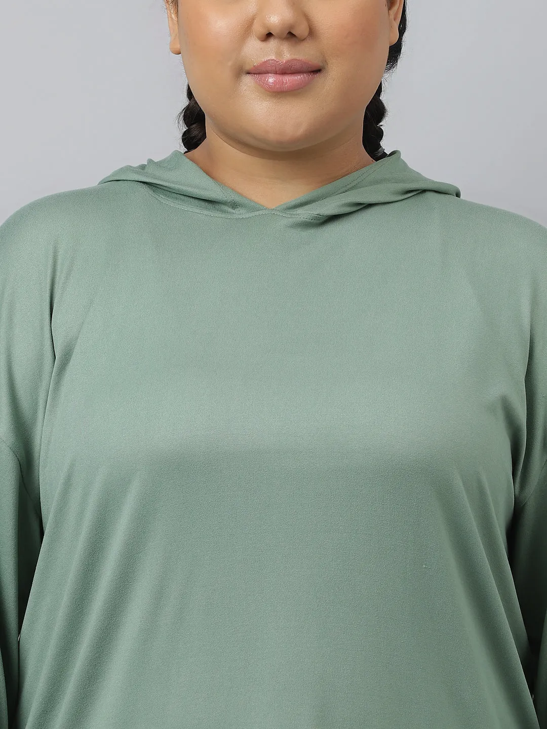 Fitkin Plus Size Anti-Odor Super Soft Green Boyfriend Hoodie Tshirt