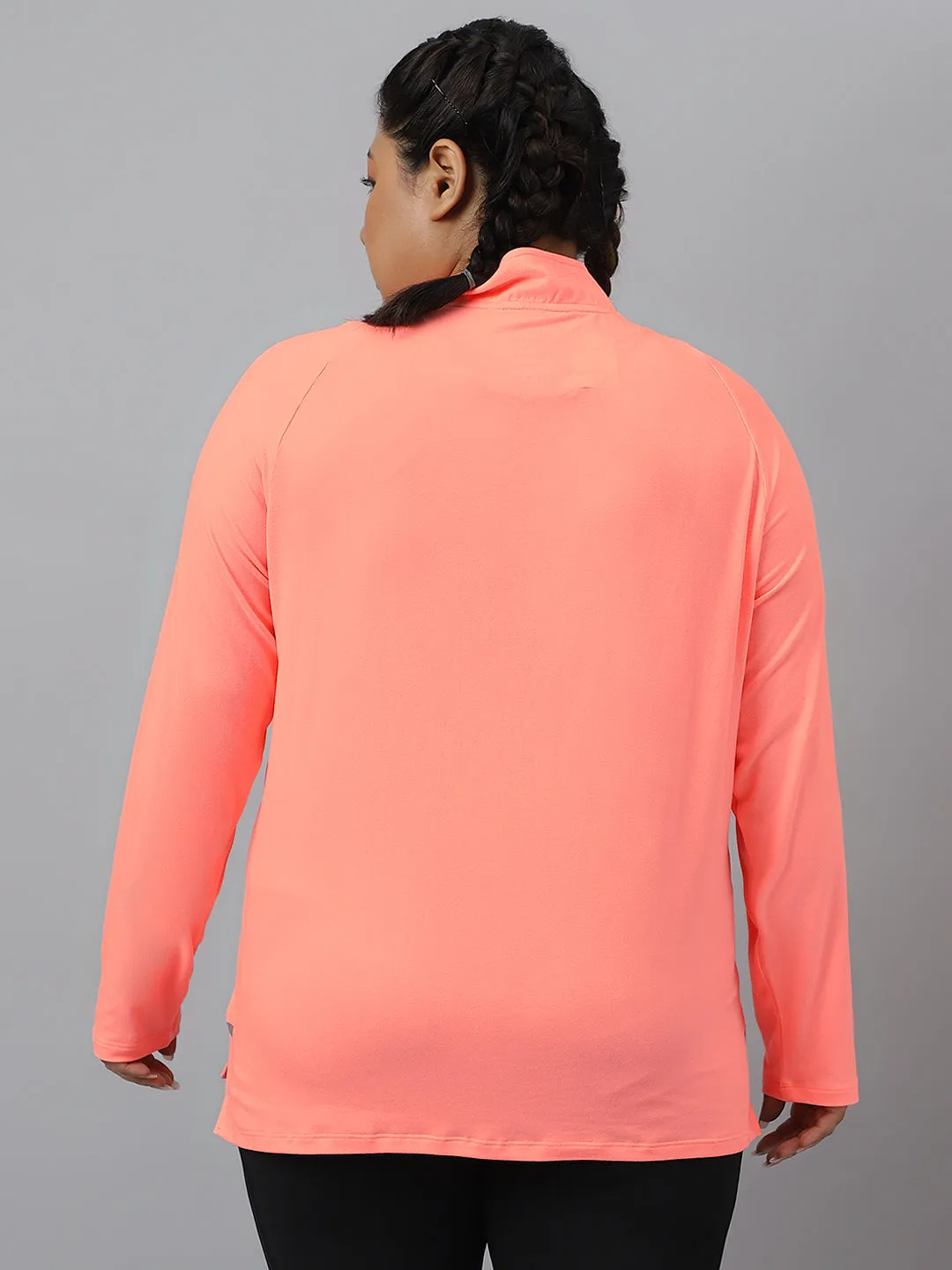 Fitkin Plus Size Super Soft Anti-Odor Melon Front Zipper Tshirt