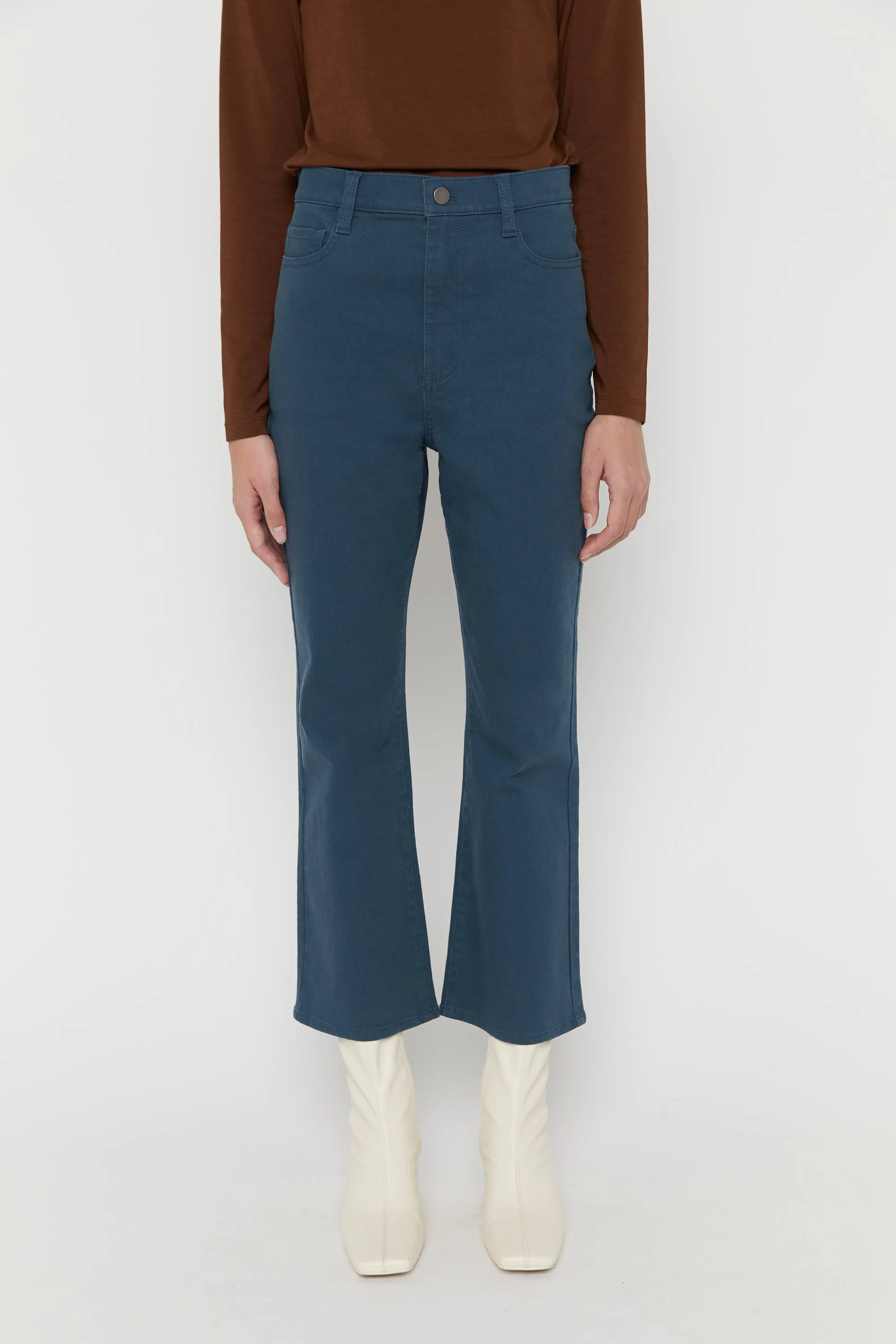 FLARED CROPPED TWILL PANT