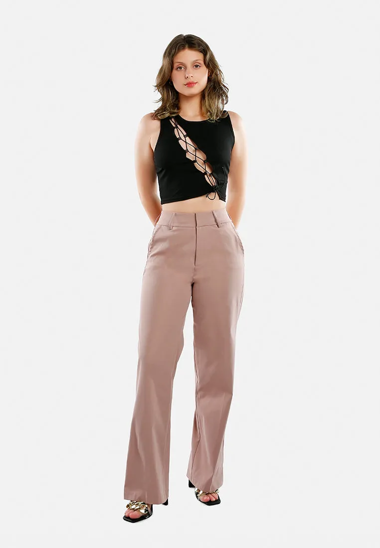 Flared Hem High Waist Pants