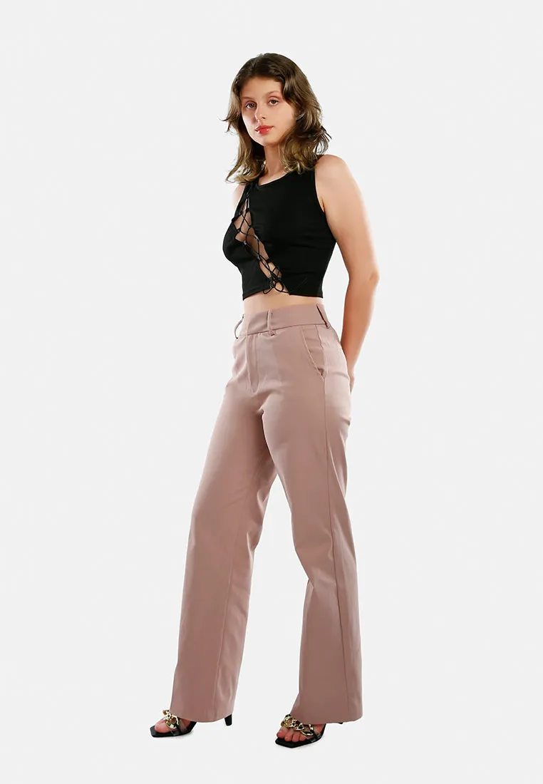 Flared Hem High Waist Pants