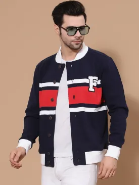 Flawless Men Colourblocked Cotton Bomber with Patchwork Jacket