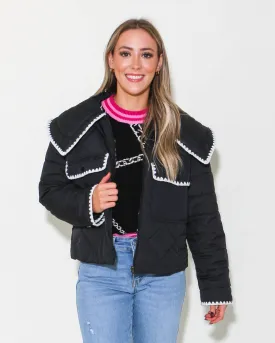 Front Zipper Quilted Puffer Jacket