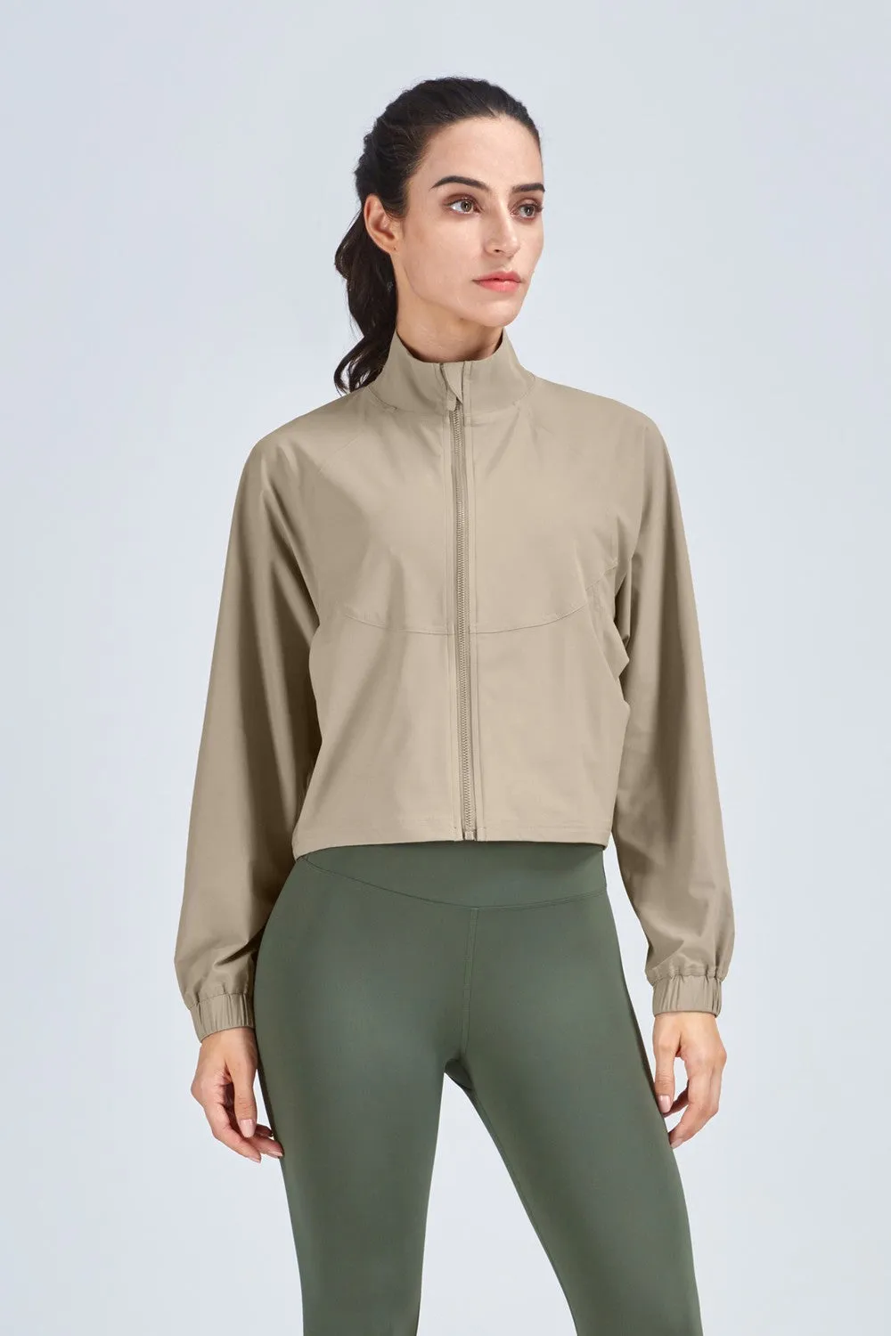 Full-Zip Cropped Track Jacket