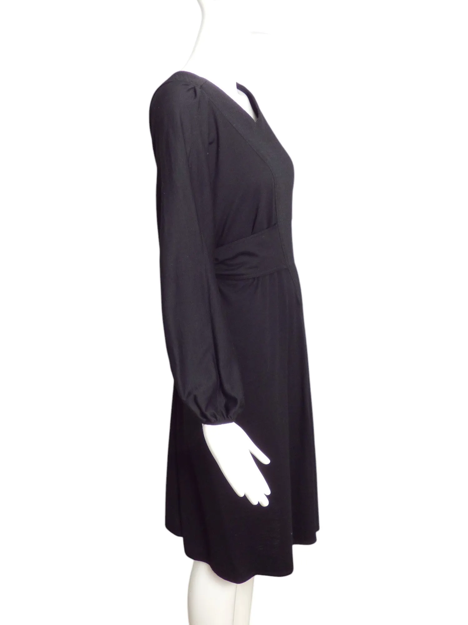 GEOFFREY BEENE - 1980s Black Knit Belted Dress, Size 8