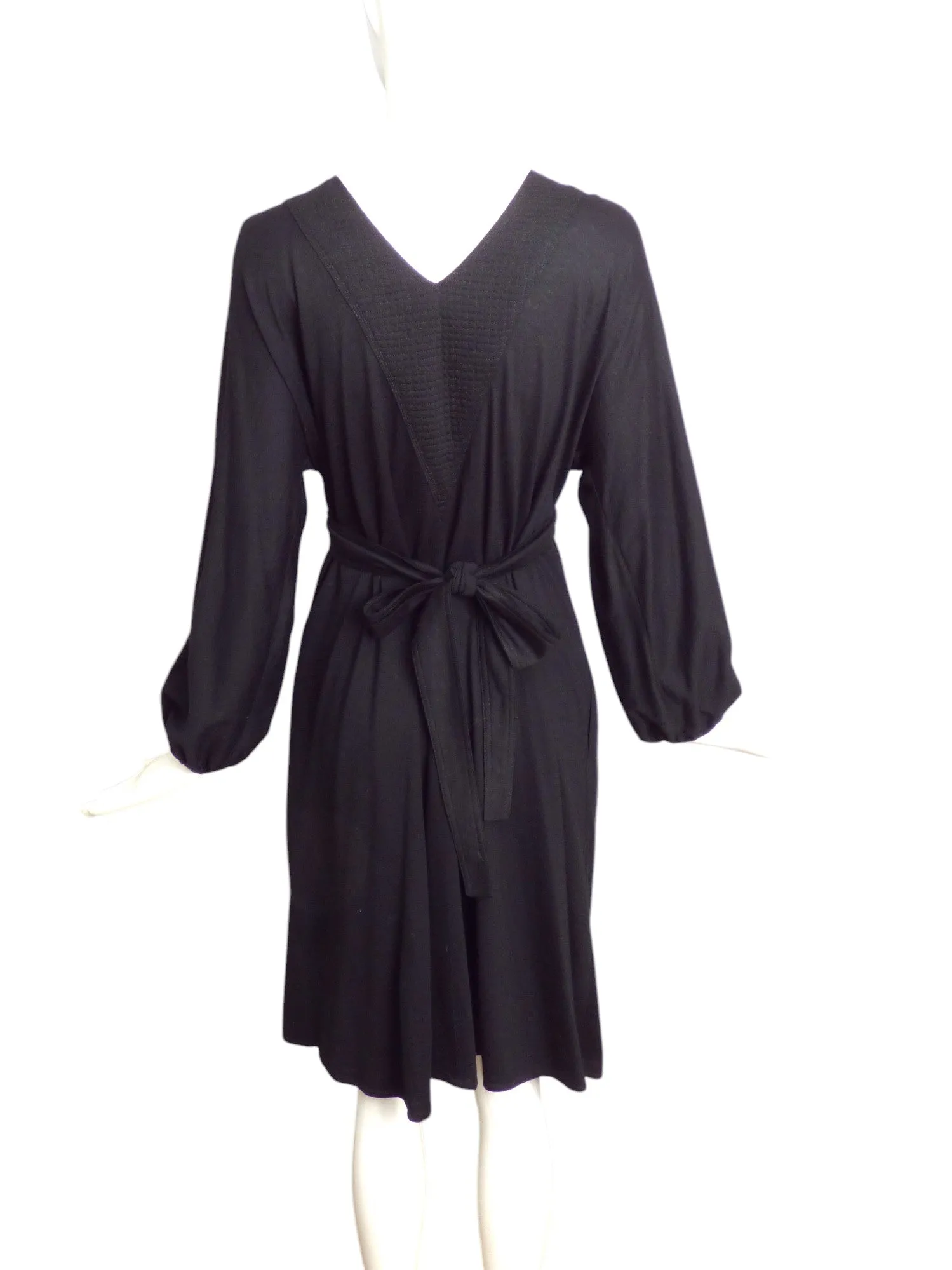 GEOFFREY BEENE - 1980s Black Knit Belted Dress, Size 8