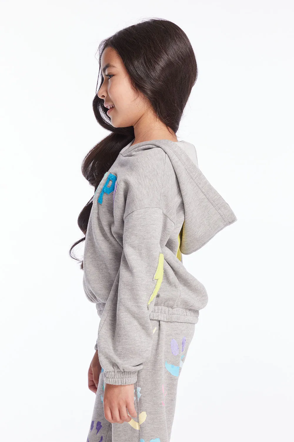 Glitter Smiley Girls Pullover Hoodie