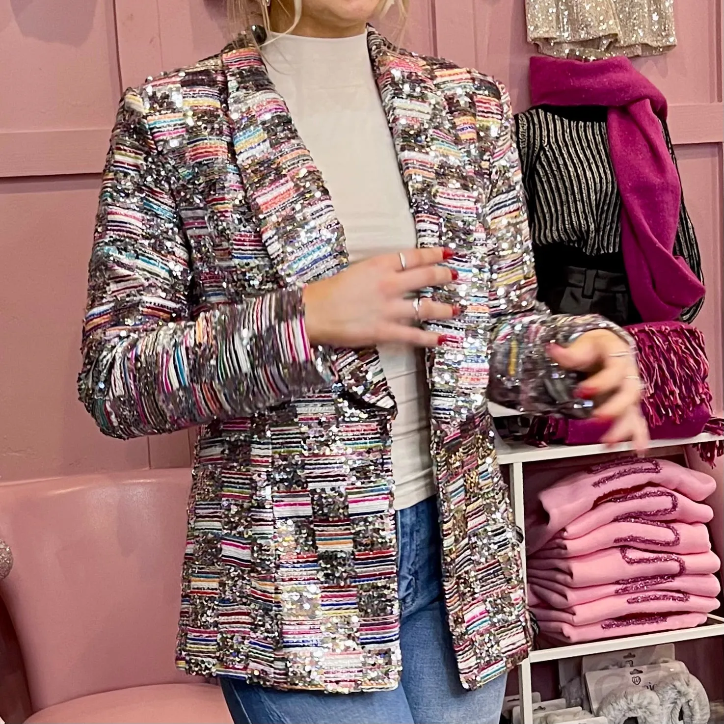 Gossip Girl Sequin & Tweed Multicolor Blazer