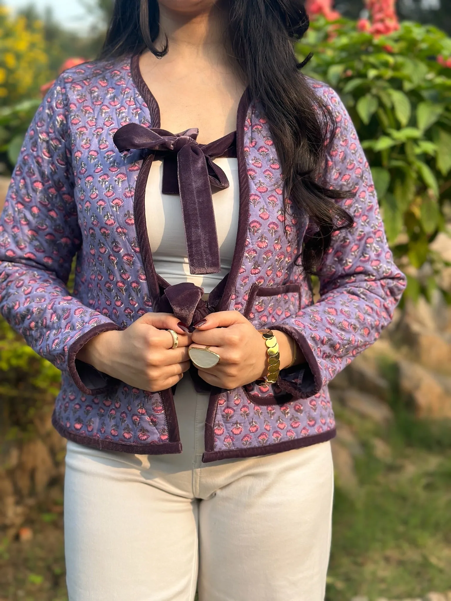 Grape Velvet Bow Jacket