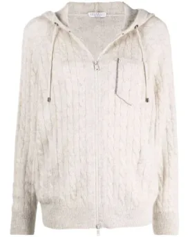 Gravel Sparkling Cable Knit Zipped Cardigan