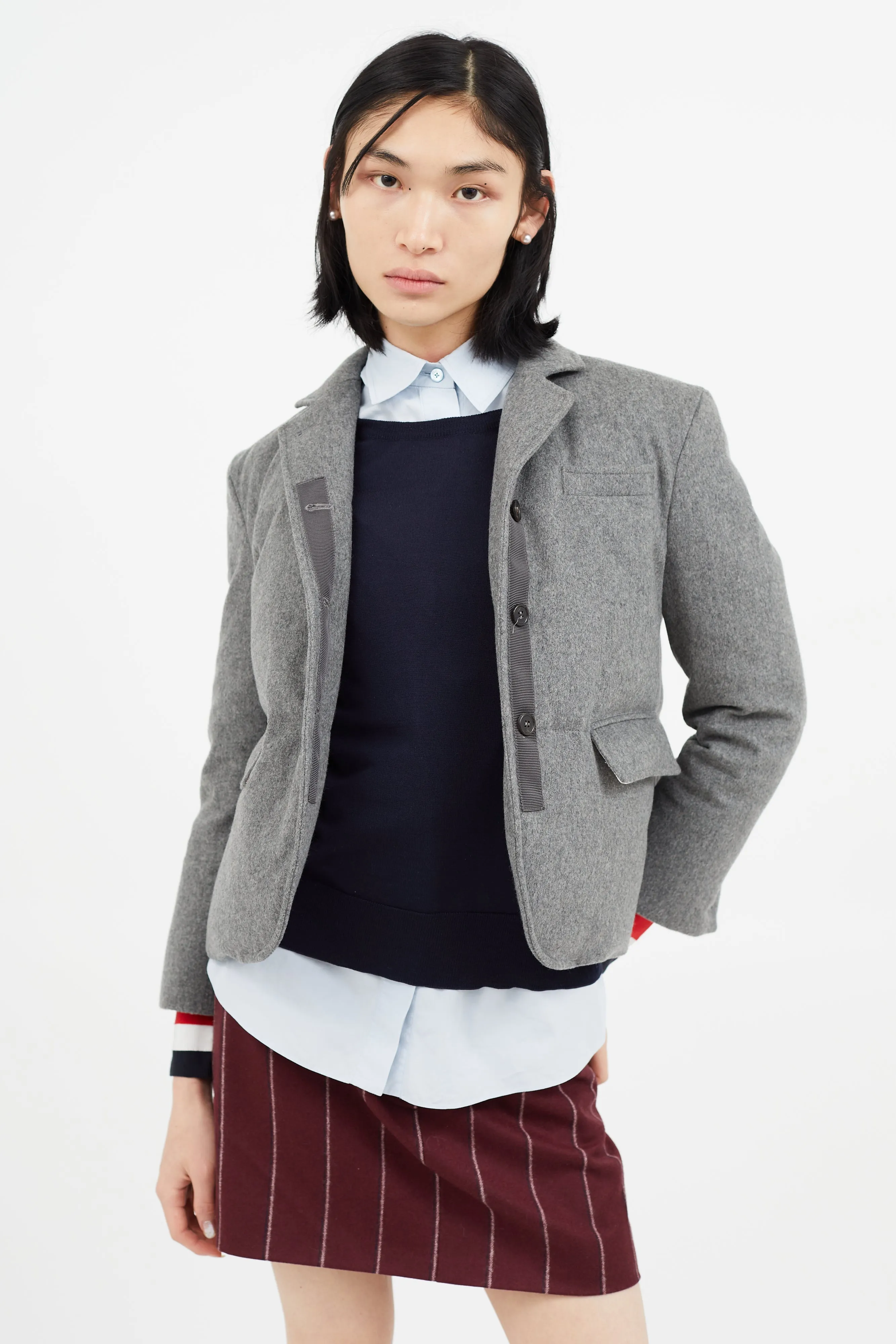 Grey Cashmere & Down Padded Blazer