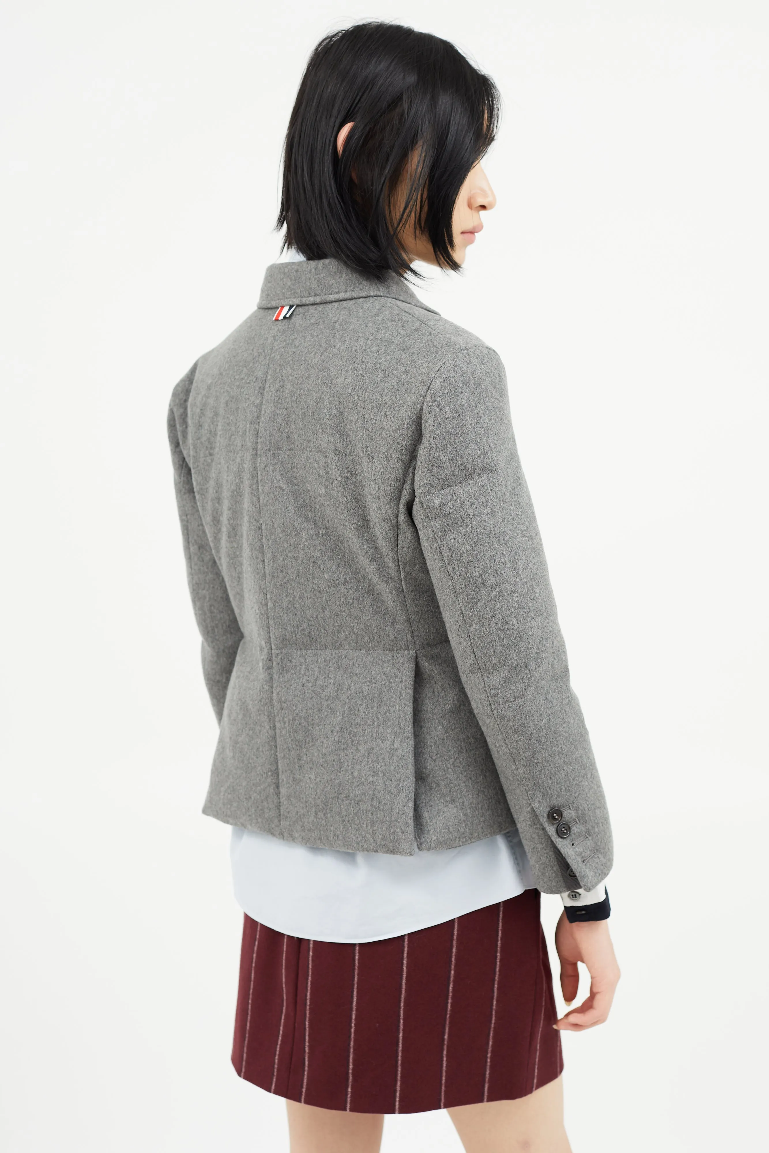 Grey Cashmere & Down Padded Blazer