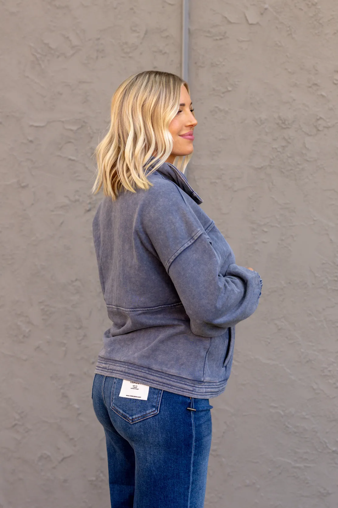 Hallie Button Down Sweatshirt | Denim