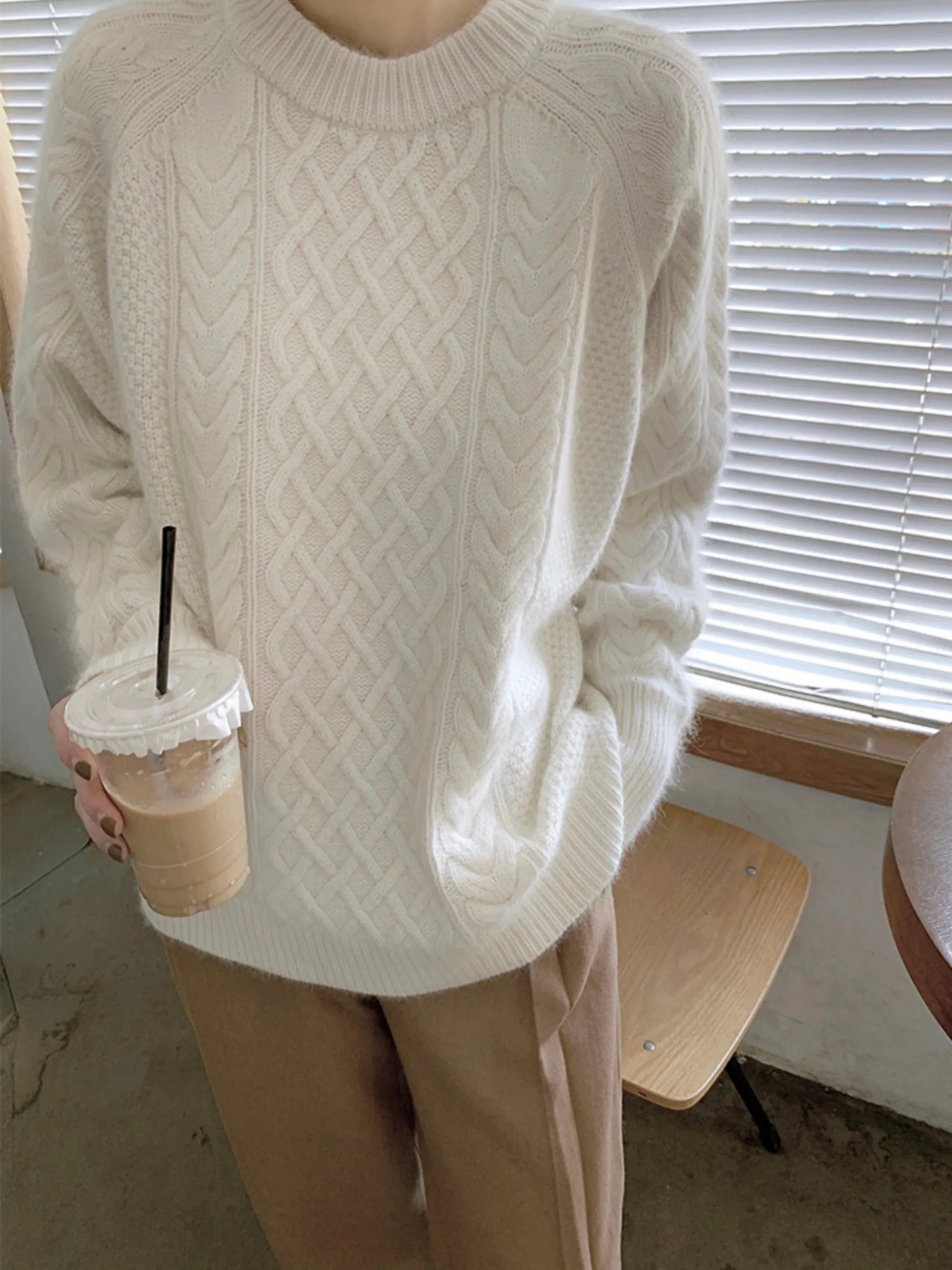 Hand-Knitted Loose Cozy Sweater for Fall Winter Outerwear Christmas Gift for Her