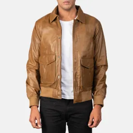 Heisenberg Olive Brown Leather Bomber Jacket