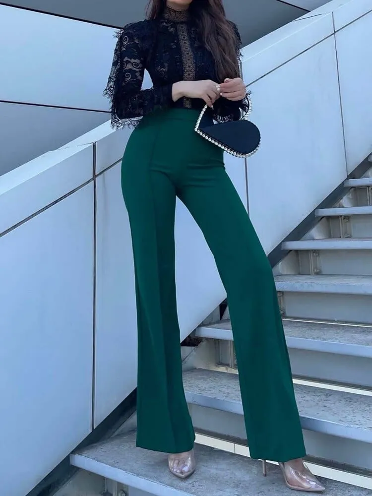 High-Waisted Flared Trousers