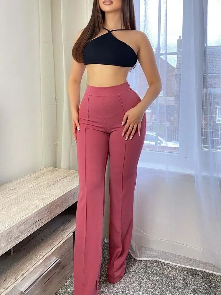 High-Waisted Flared Trousers