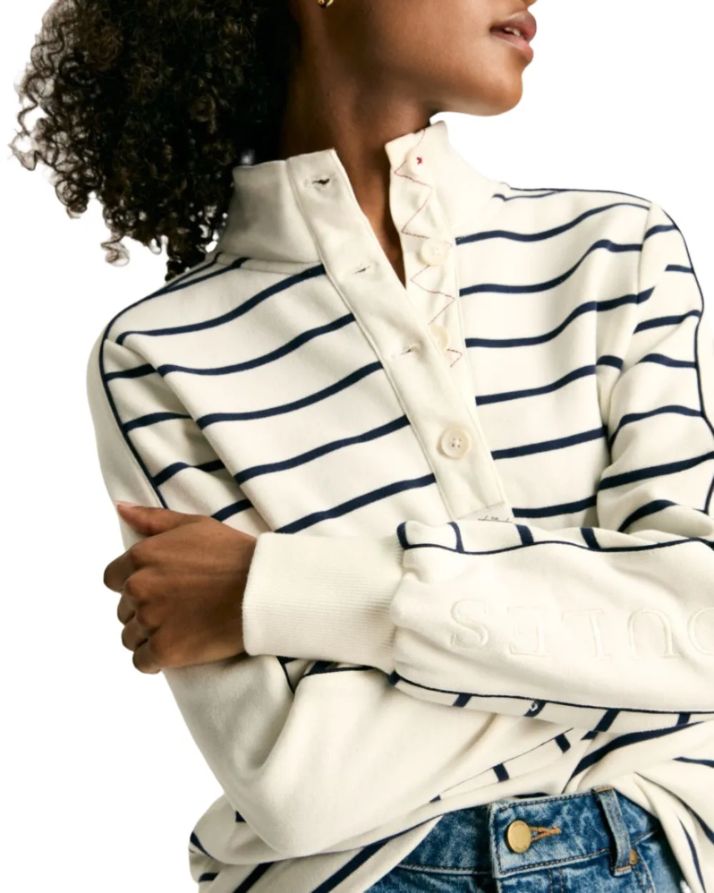 Joules Southwold Button Down Striped Sweatshirt