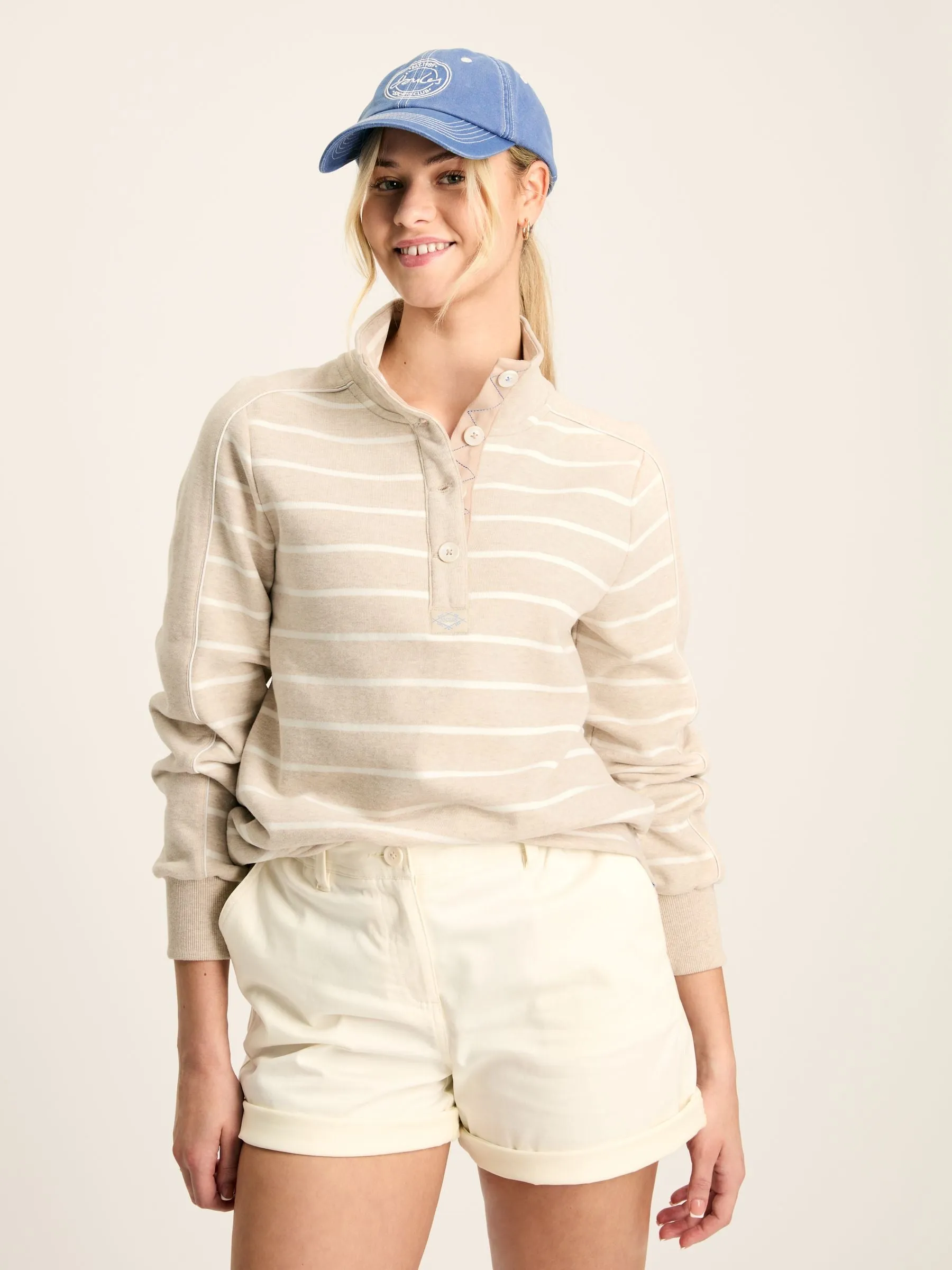 Joules Southwold Button Down Striped Sweatshirt