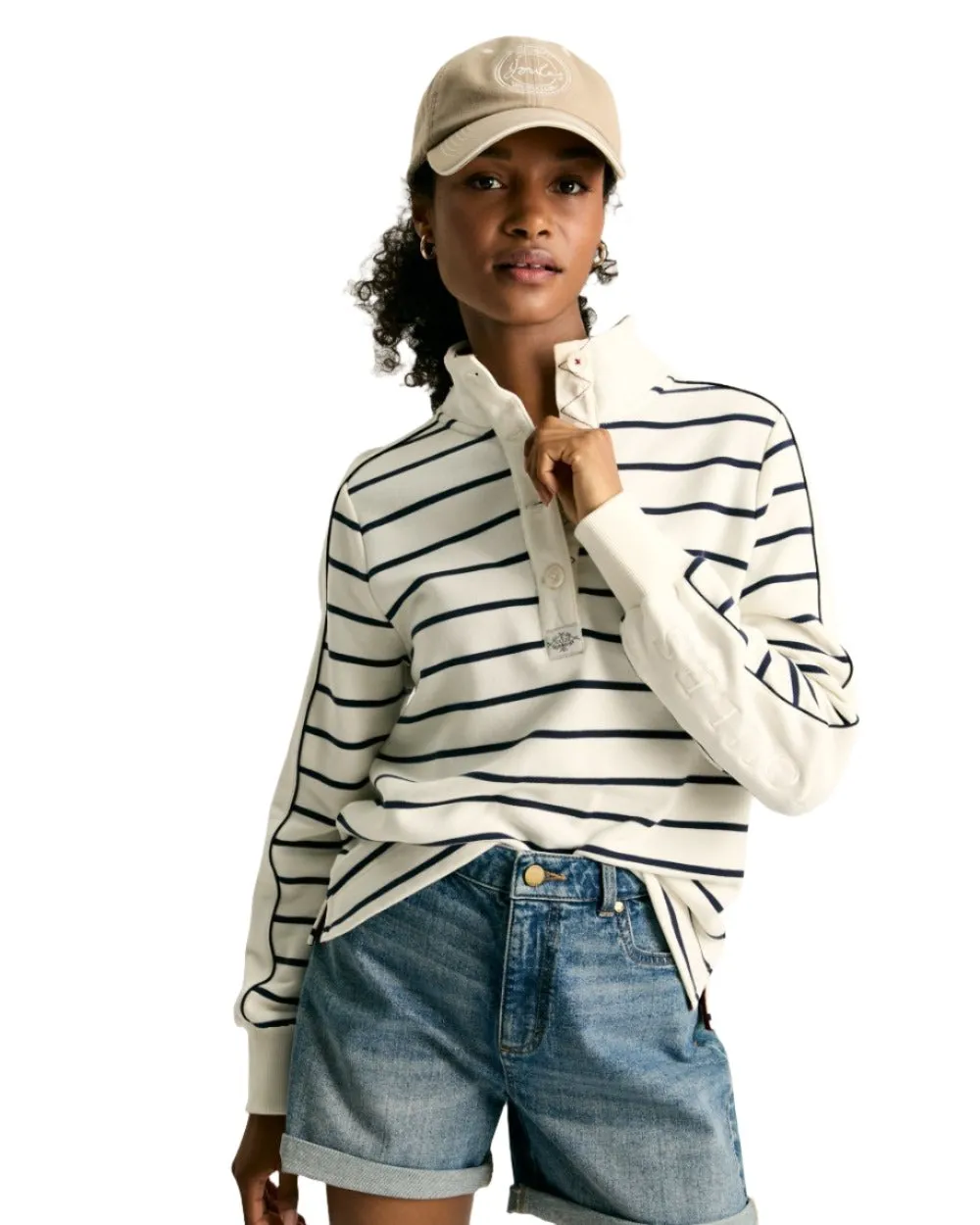 Joules Southwold Button Down Striped Sweatshirt