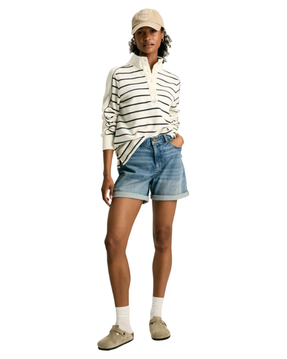 Joules Southwold Button Down Striped Sweatshirt