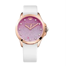 Juicy Couture Watch with 38MM Pink Dial and White Silicone Band Strap. 1901405