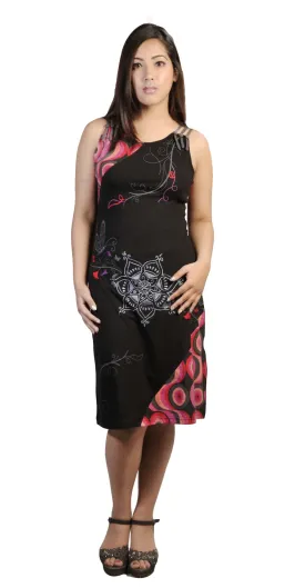 ladies-sleeveless-dress-with-embroidery-and-colorful-circle-pattern-print-deisgn