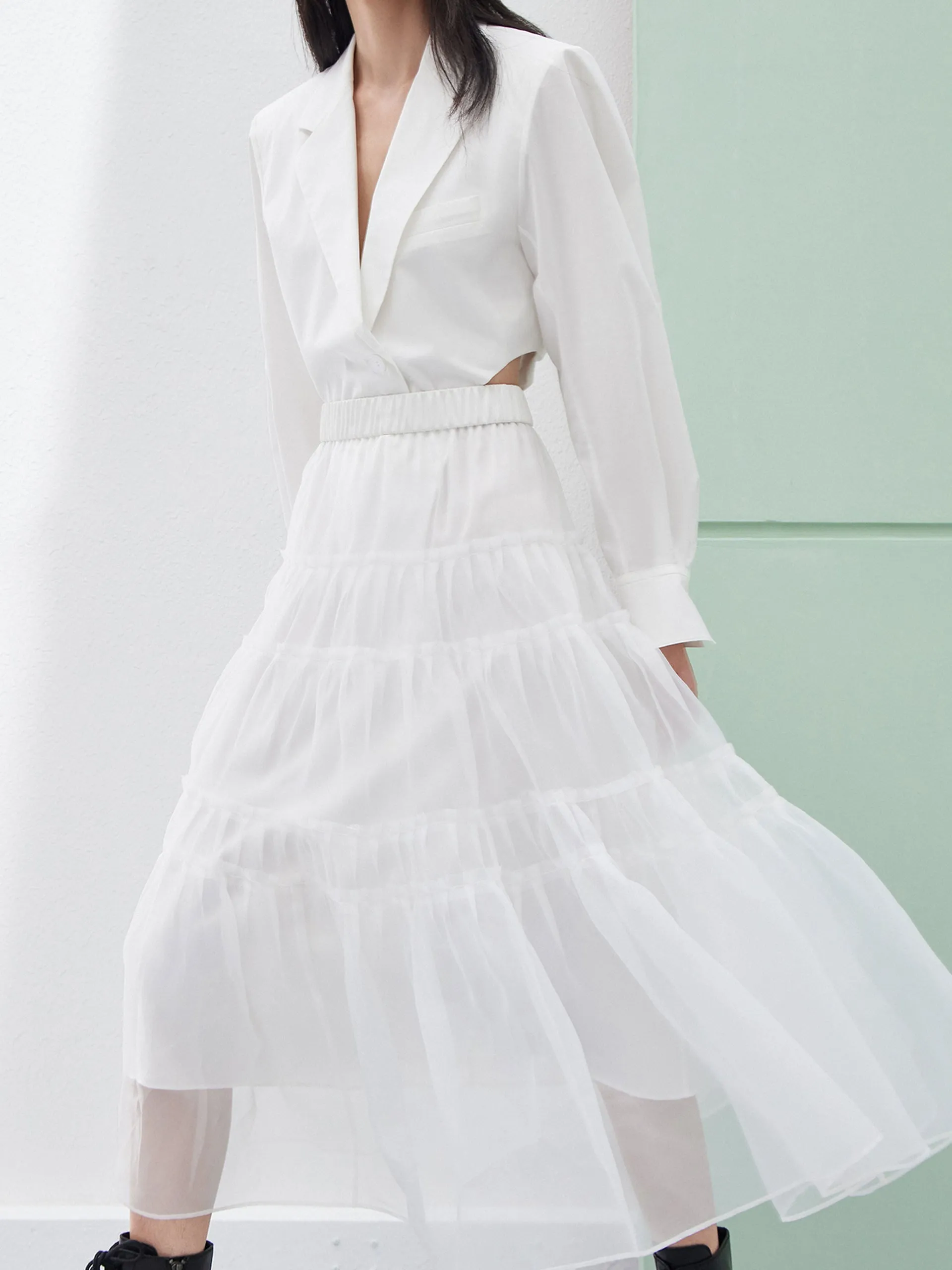 Layered Ruffled Tulle Skirt