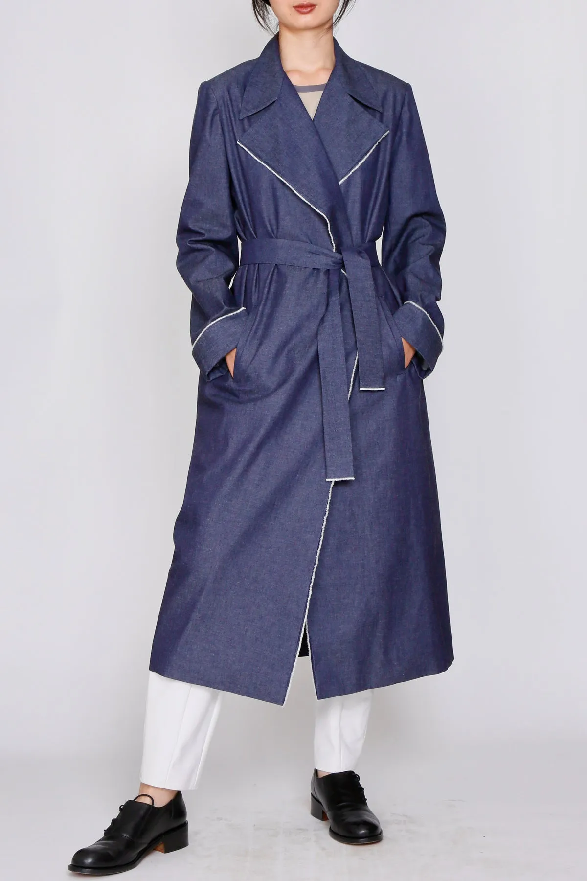 Lightweight Denim Belted Trench