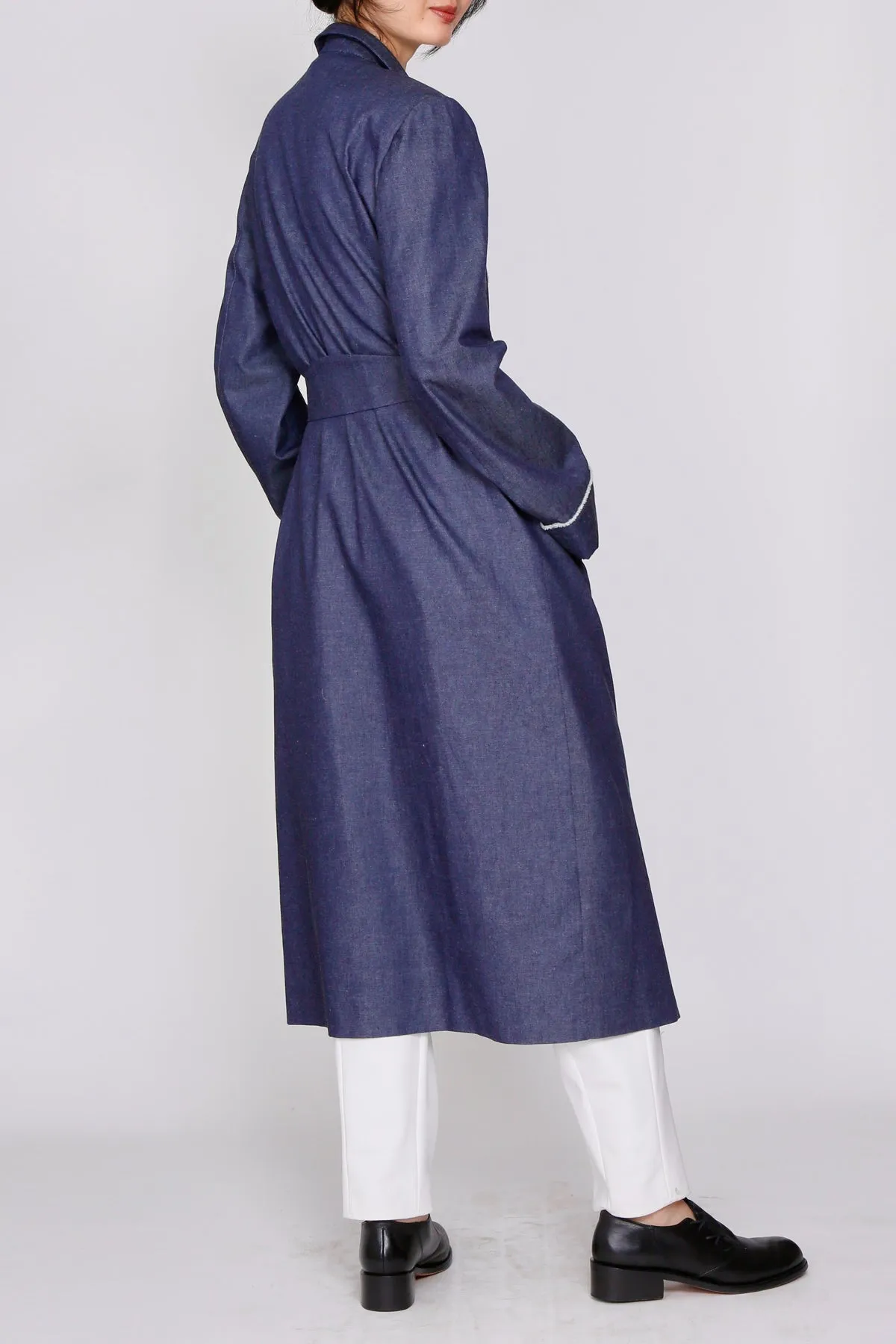 Lightweight Denim Belted Trench