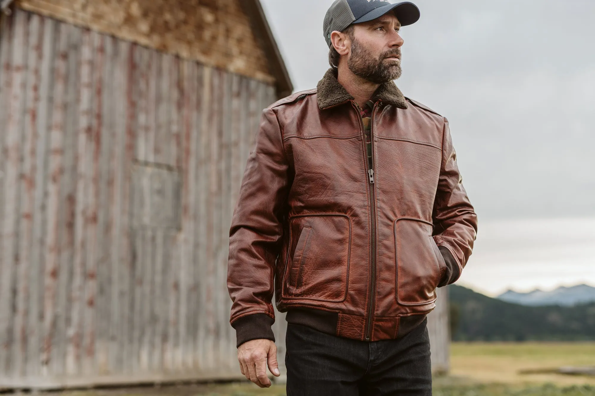 Limited Maverick Leather Bomber Jacket | Buffalo Grain Brown