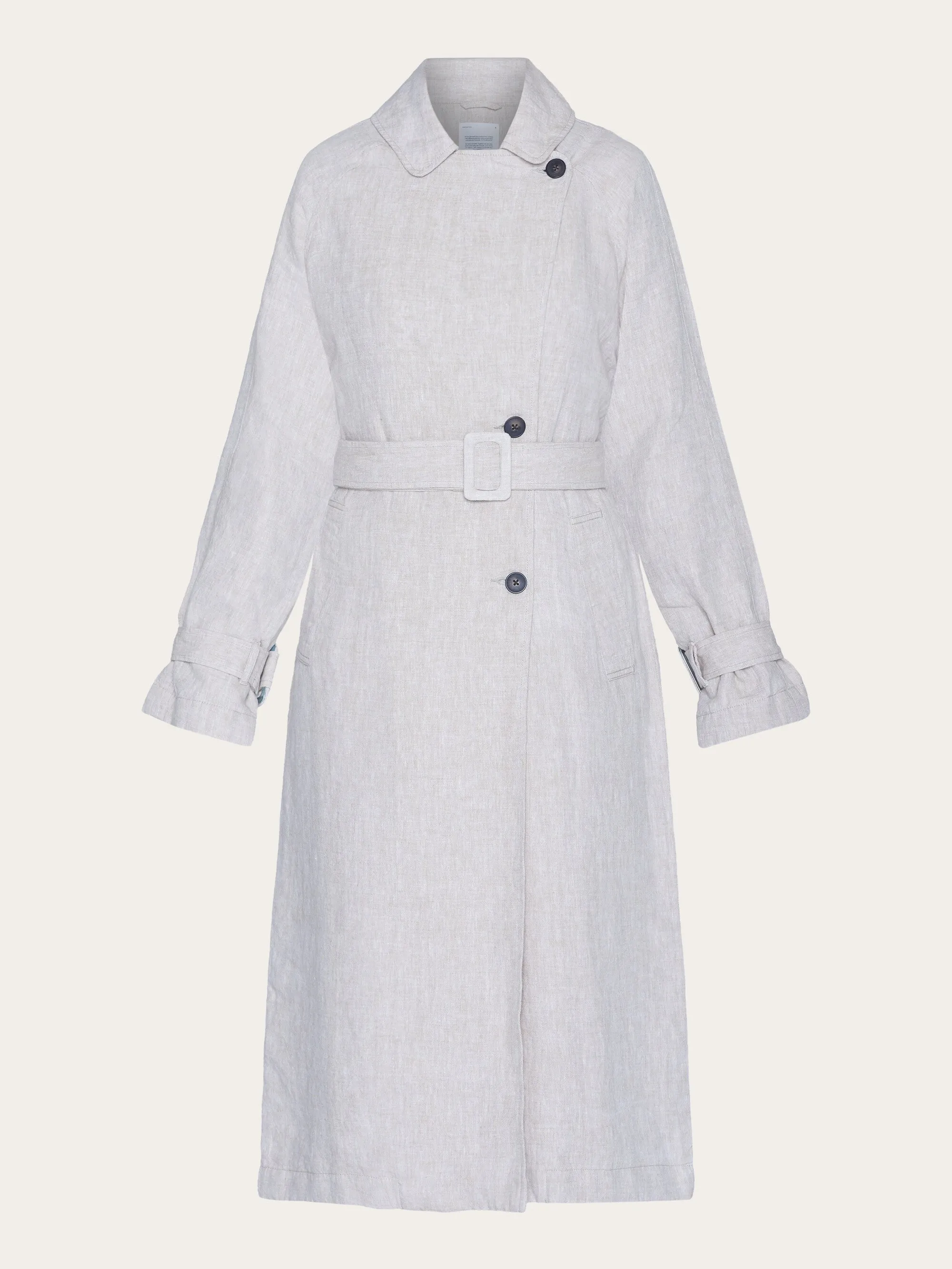 Linen trenchcoat - GOTS/Vegan - Light feather gray