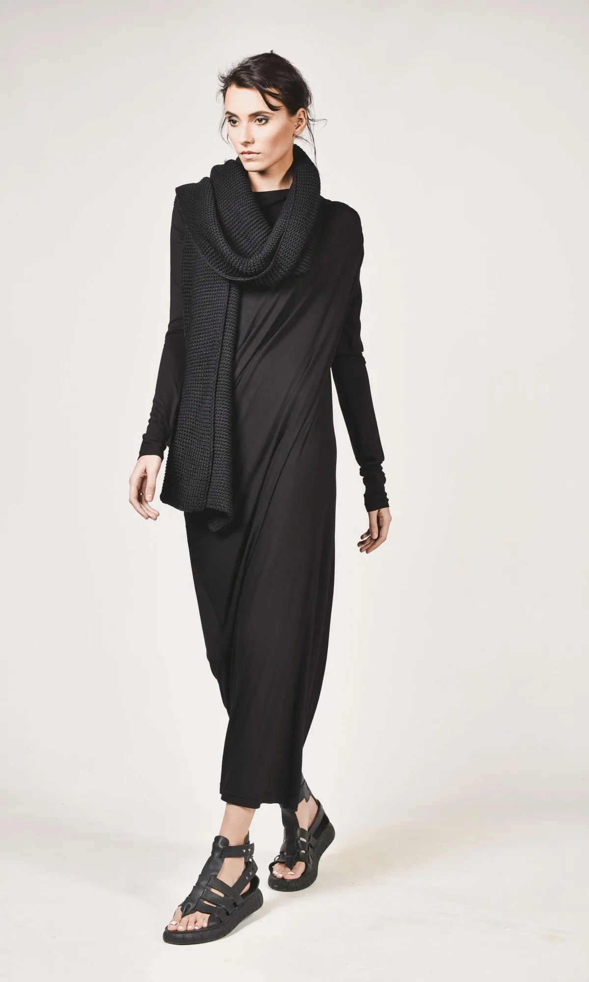 Long Asymmetric Draped Dress