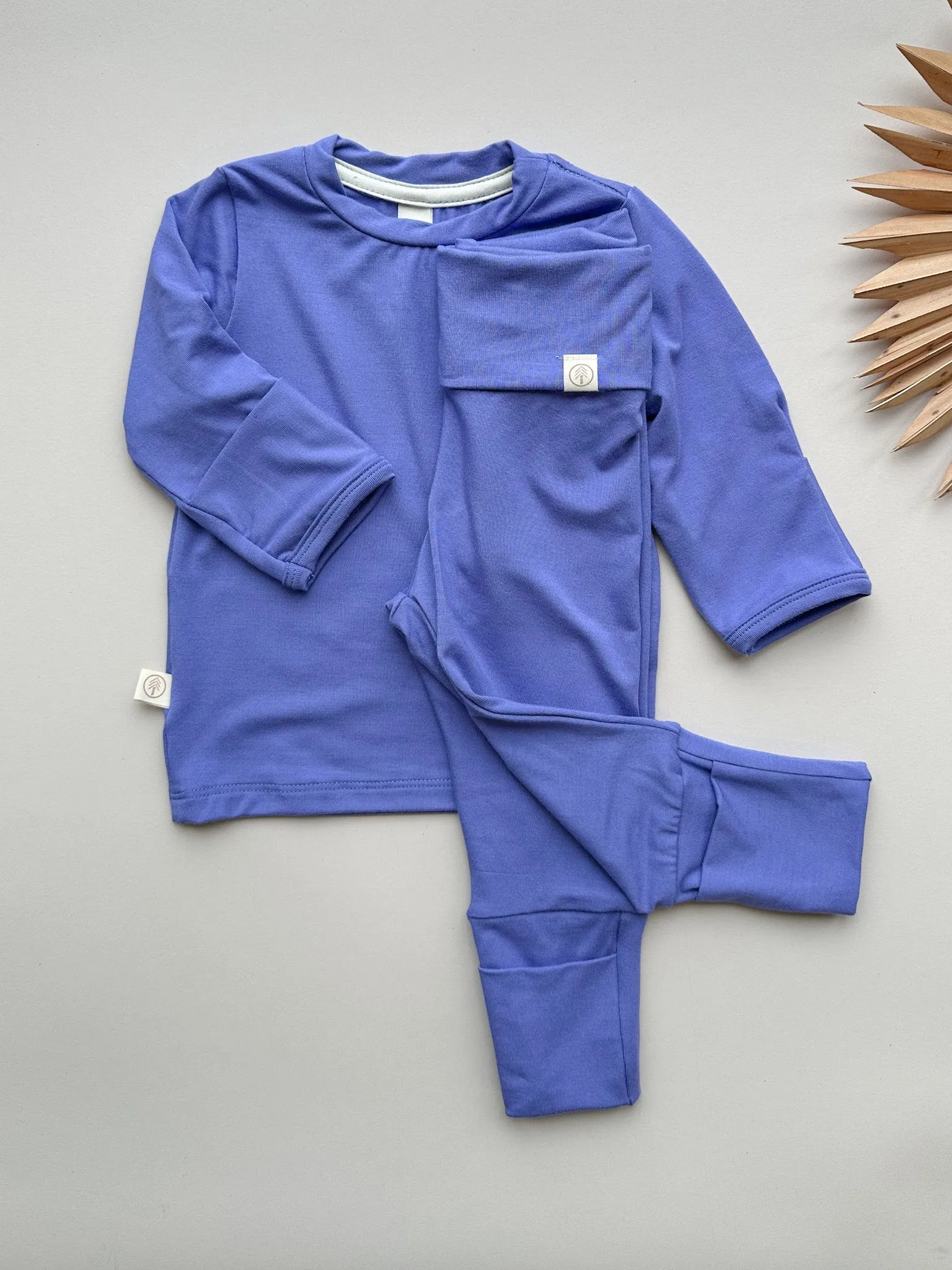 Long Sleeve T-shirt or Bodysuit with Mittens | Baby & Toddler | Luxury Bamboo | Dark Periwinkle