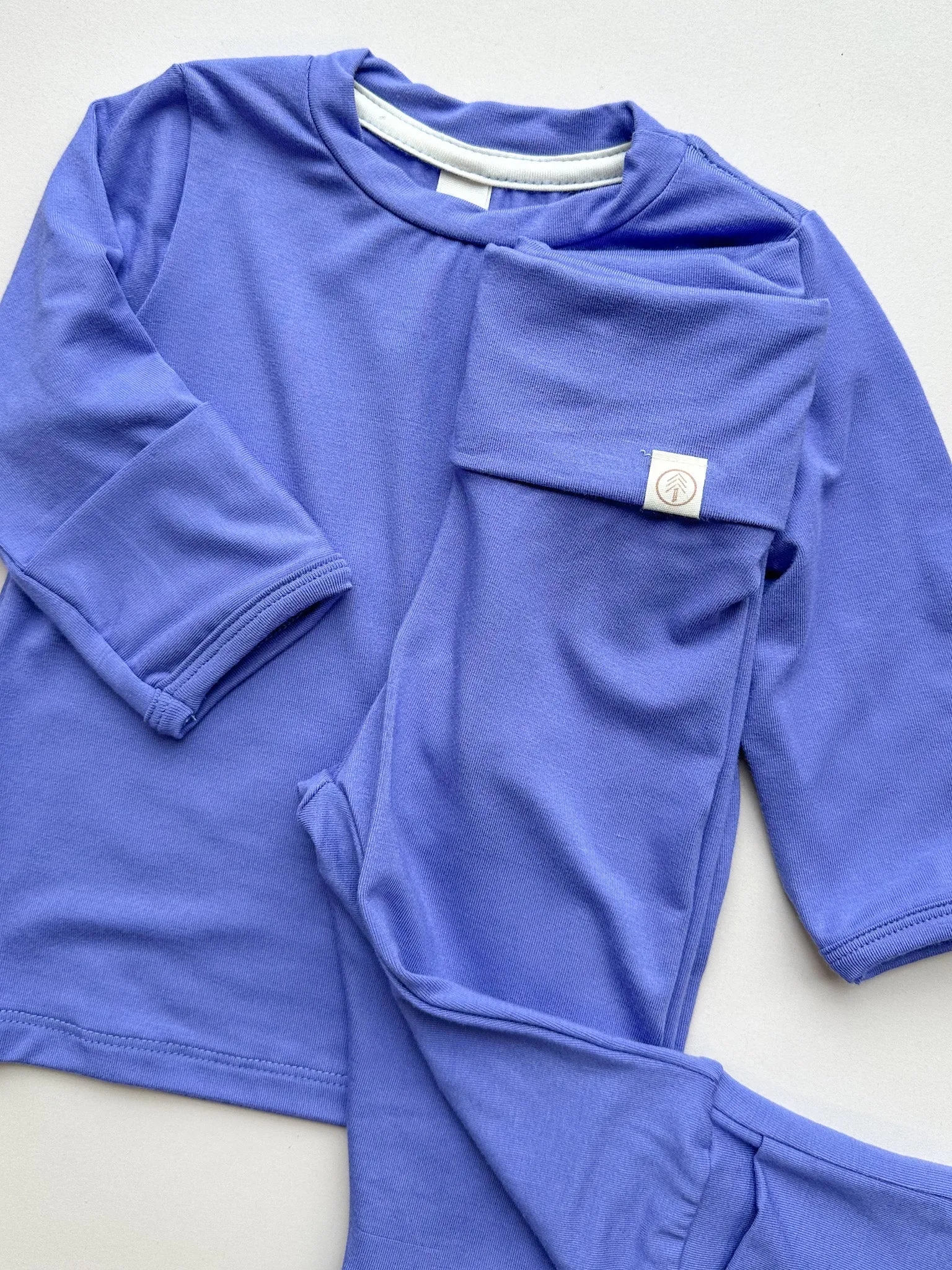 Long Sleeve T-shirt or Bodysuit with Mittens | Baby & Toddler | Luxury Bamboo | Dark Periwinkle