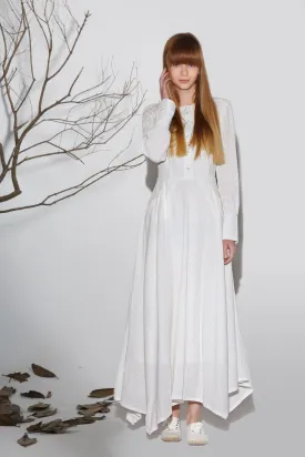 Maxi dress white linen dress woman's long sleeve dress custom made long dress (1164)