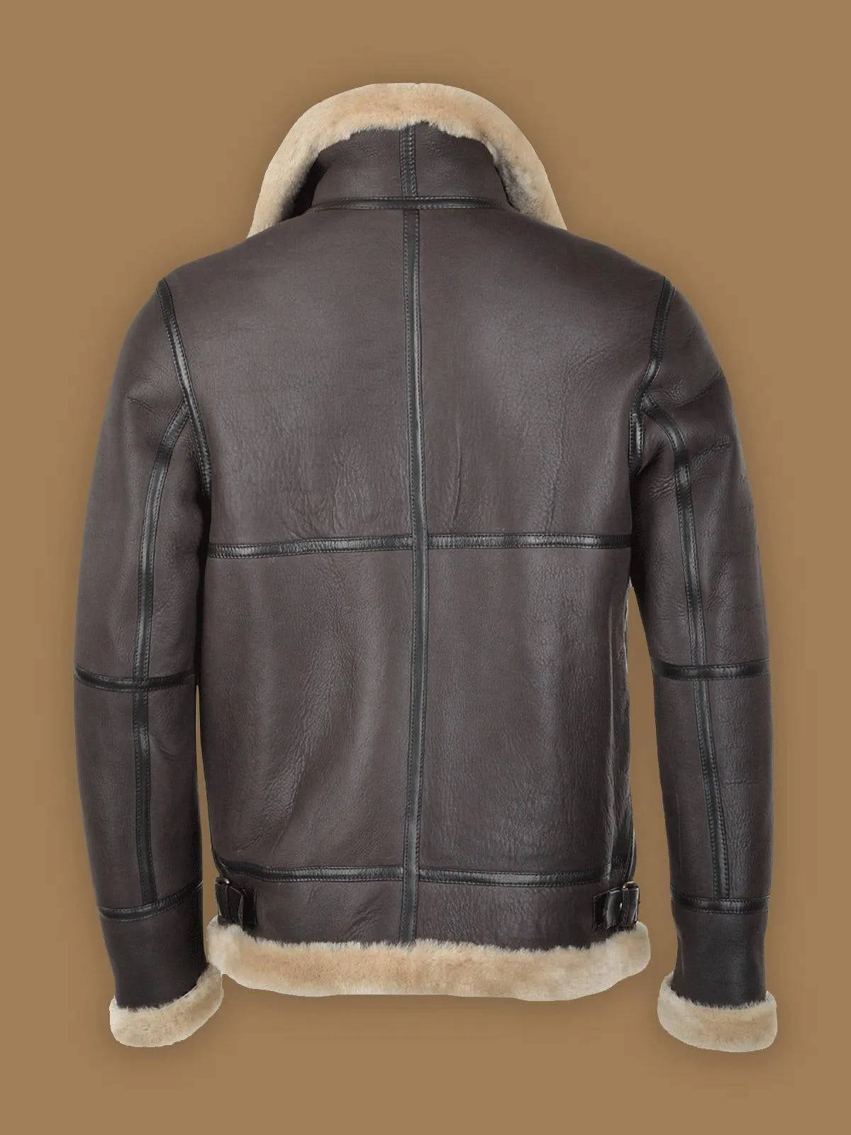 Men Dark Brown RAF Shearling Bomber Leather Jacket